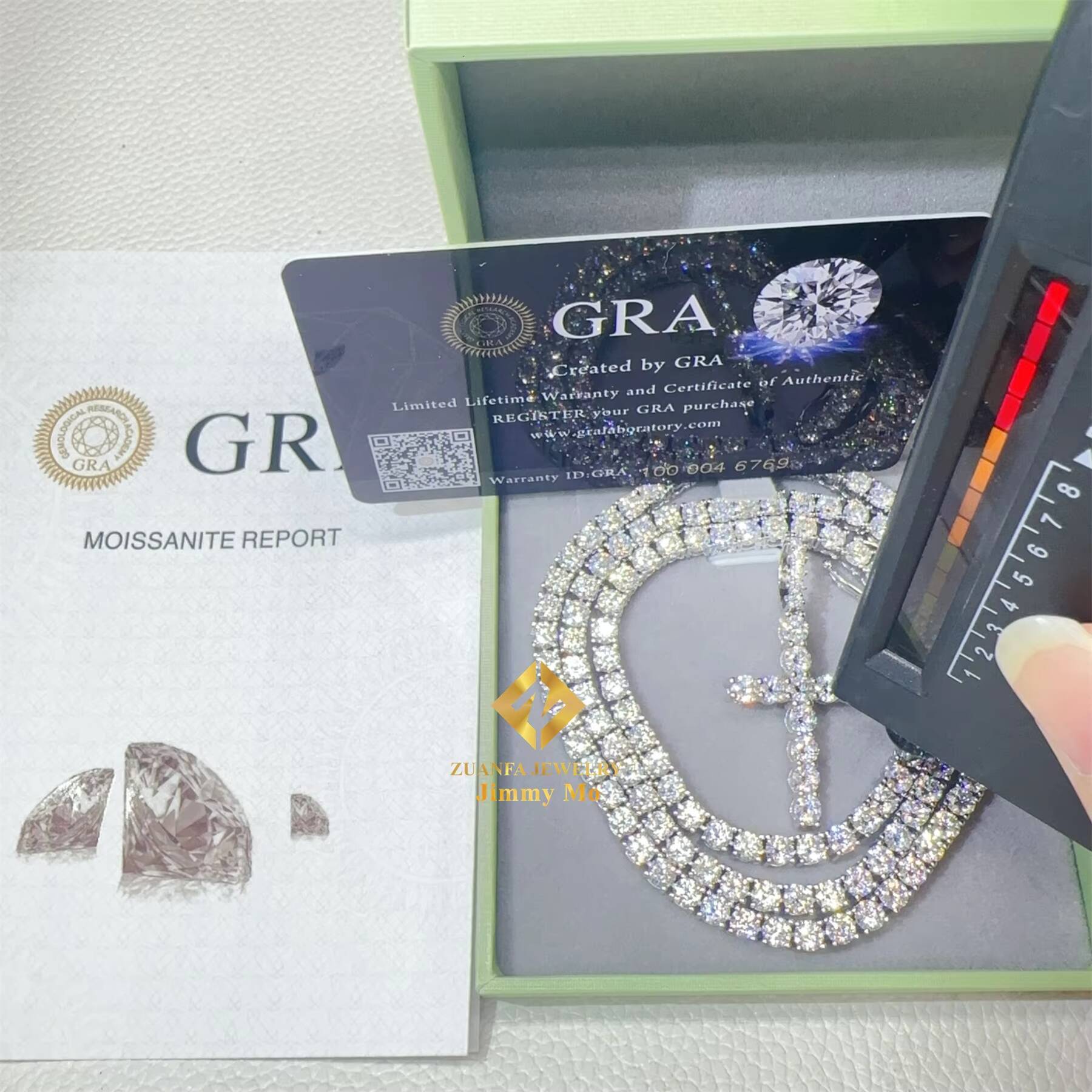 Pass Diamond Tester Iced Out Fire Jewelry 925 Sterling Silver VVS1 Moissanite Diamond Cross Pendant Necklace Set