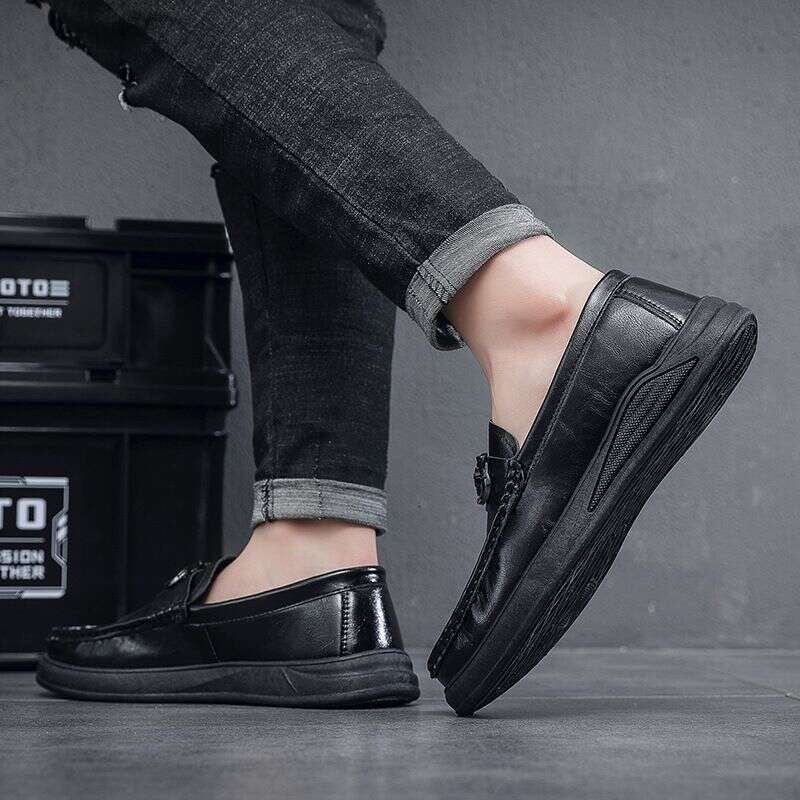 2025 Spring Leather New Trendy Lazy Breathable Men's One Step Casual Single Work Shoes 380F