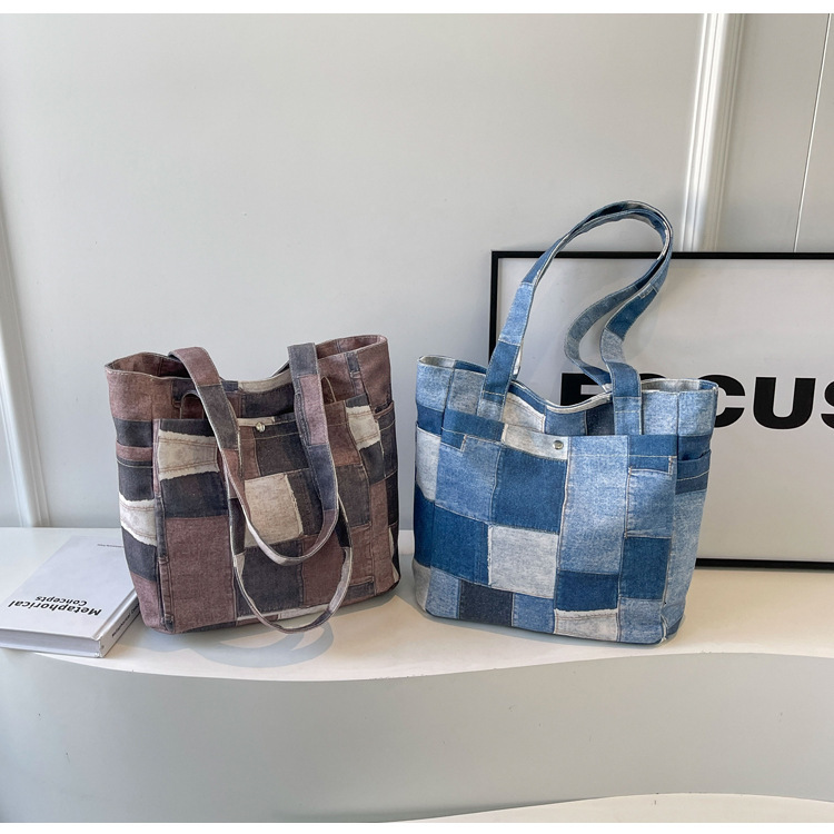 Autumn New Women's Shoulder Bag Fashion Large Capacity Color Block Splicing Handbag Casual Commuter Handbag Autumn New Designer Bag Women's 