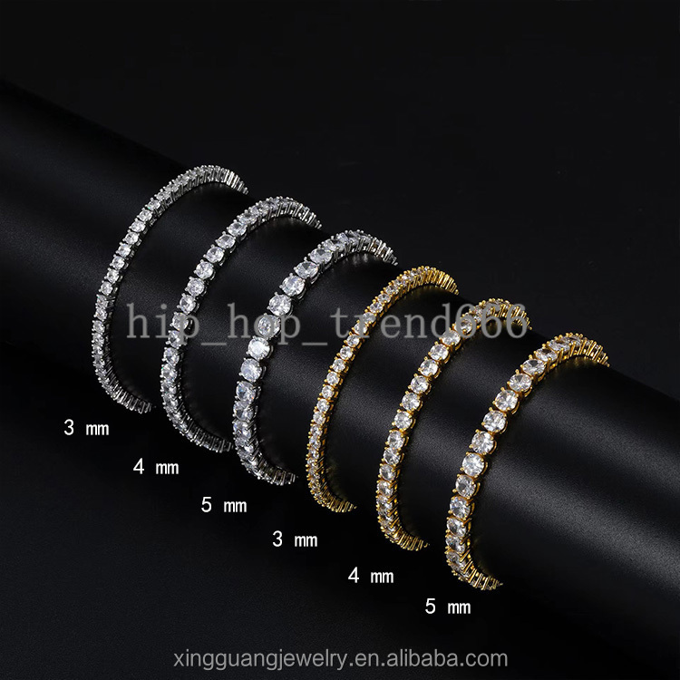 2 mm to 4 mm Diamond Tennis Moissanite Link Chain 925 Silver Gold Plated Fine Jewelry Bracelet VVS Moissanite Tennis Chain