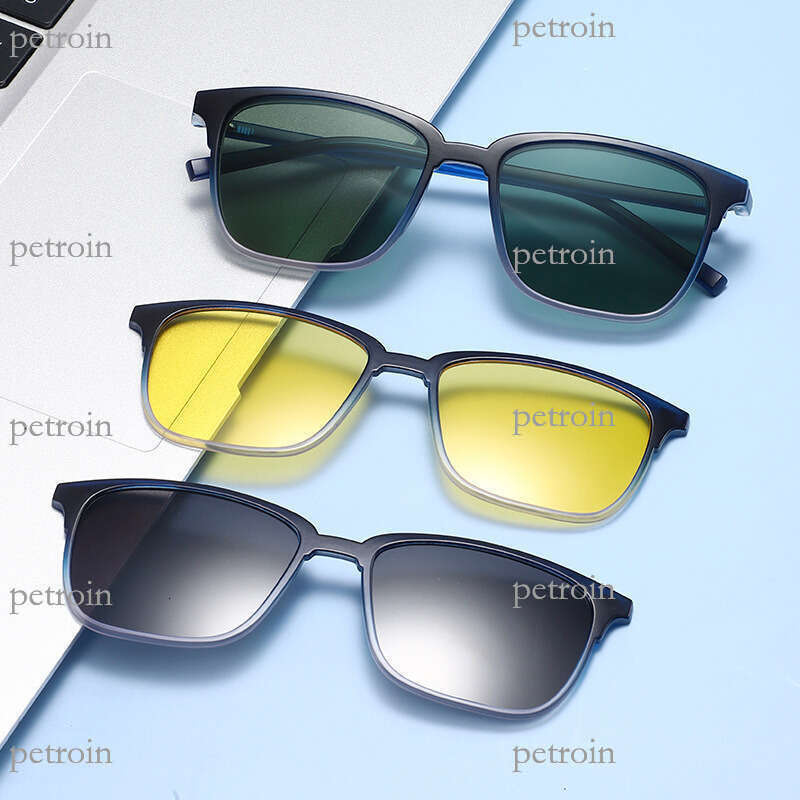 Square Frame Fashion Trend TR90 Magnetic Polarized Sunglasses with Prescription Lens Option