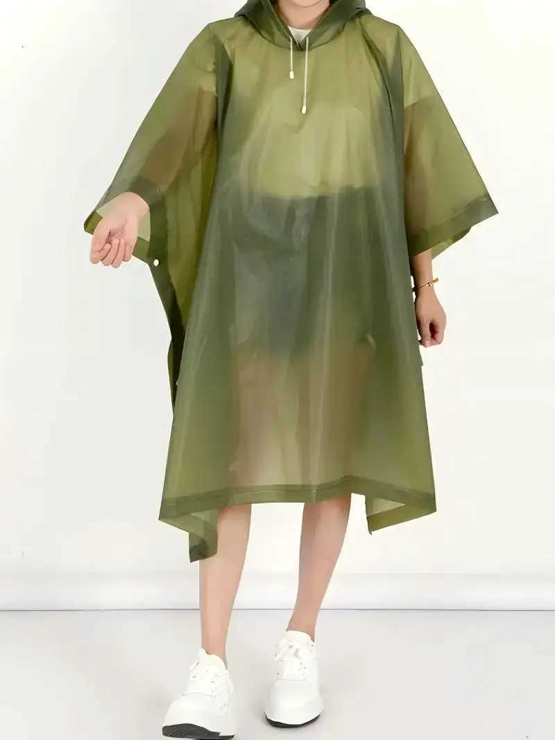 EVA Raincoat Unisex Multifunctional Poncho Transparent Rainwear Casual Style Hooded For Hiking Camping Outdoors Y250814