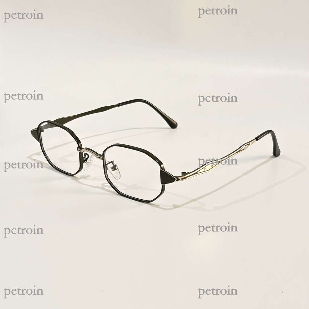 New Hip-Hop Plain Anti-Blue Light Glasses for Men and Women, Small Square Frame, Polygonal Design, High-End Feel, Non-Prescription, Can Be Fitted with