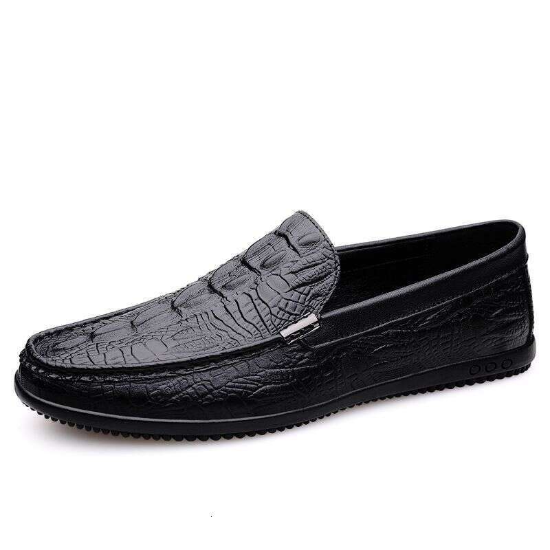 Men's new autumn casual leather British soft sole trend breathable slip-on lazy driving bean shoes men