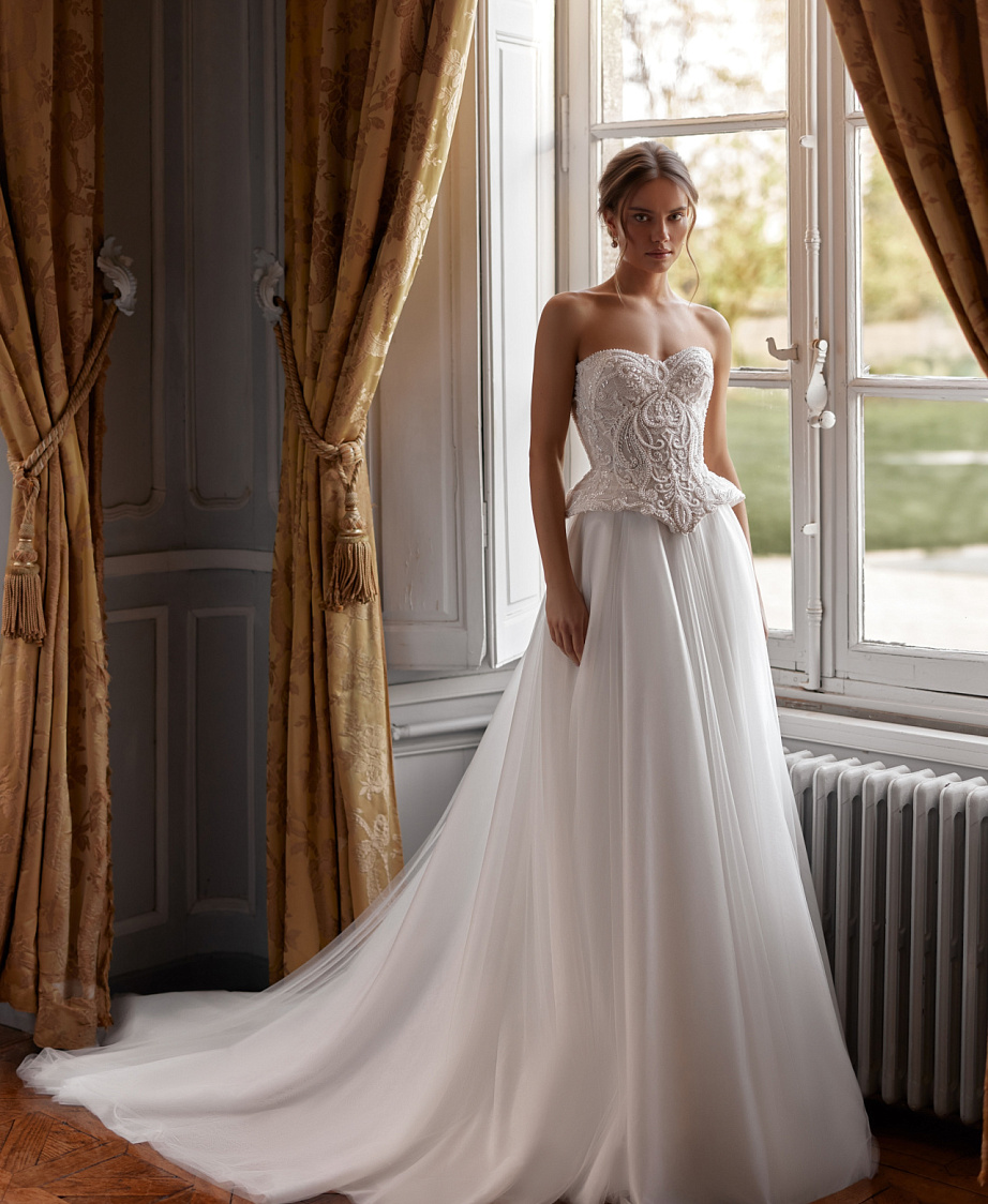 Elegant A Line Women Wedding Dress Strapless Removable Sleeves Bridal Gowns Sequins Lace Backless Sweep Train Dress Customized vestidos de novia