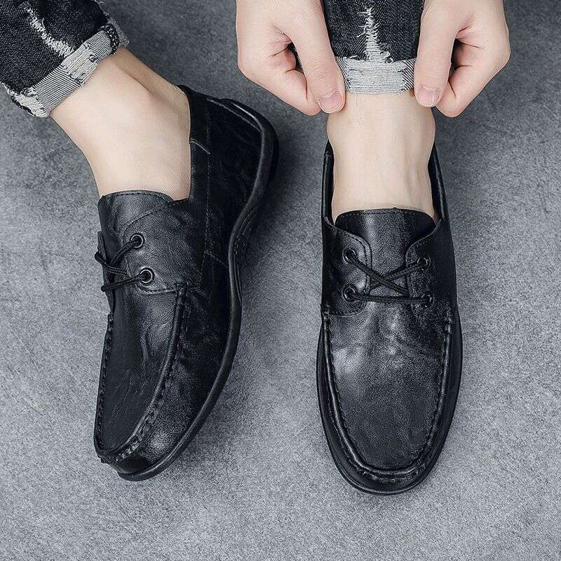 2025 Lace Up Bean Men's Casual Leather Shoes, One Foot Driving, British Fashion Business Loafers Shoes 60Cf