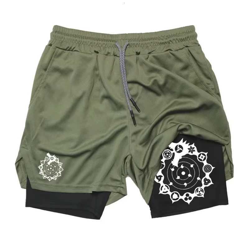 Pantalones cortos 2 en 1 con estampado de dragn para hombre pantalones cortos para gimnasio entrenamiento correr workout shorts Y250814