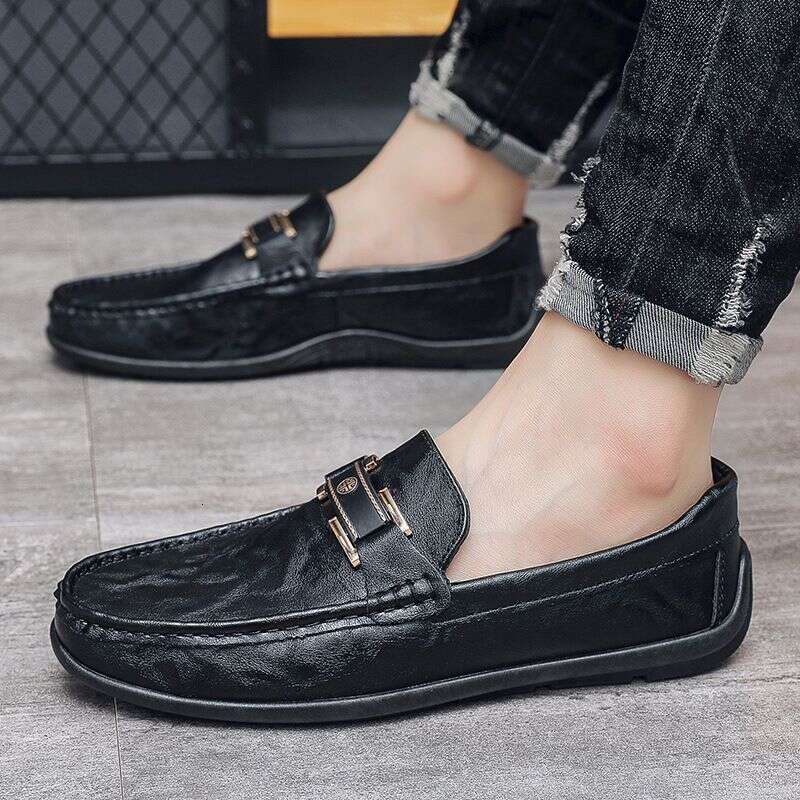 2025 Dou Spring New Lazy Trend Driving Soft Sole Casual Leather For Men's Lefu Shoes 9373