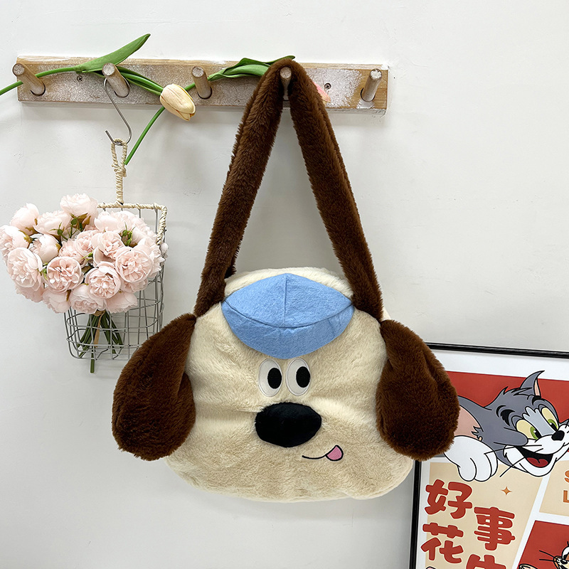 2025 Autumn New Women's Shoulder Bag Fashion Cartoon Cute Plush Women's Bag New Fashion Large Capacity Handbag Autumn New Designer Bag