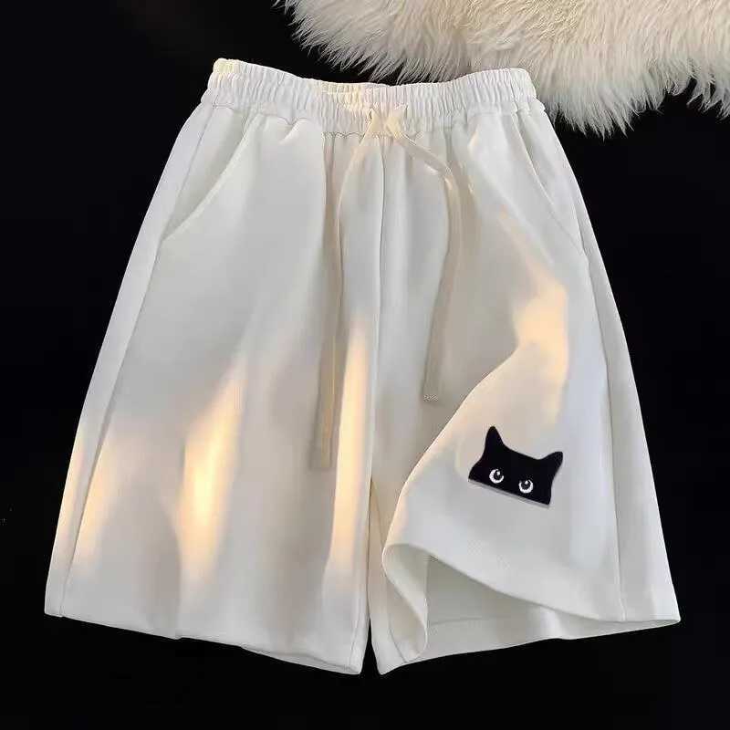 Temperament New Unbranded Minimalist Trend Black Cat Print Casual Shorts For Women Lazy And Versatile Fashion Y250814