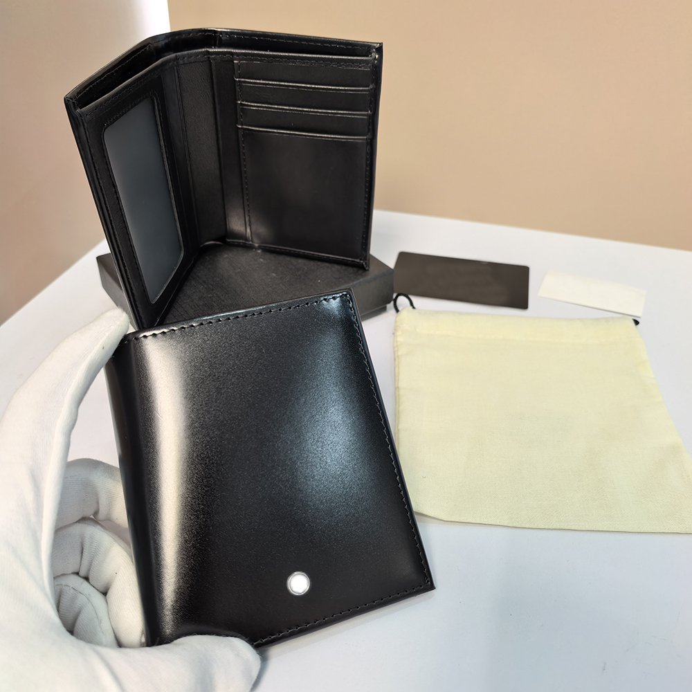 Men's Genuine Leather with Box Credit Card Wallet Cardholder Luxury Designer Vertical Wallet Cash Pocket Coin Purse High Quality Smooth Women's Wallet Handbag