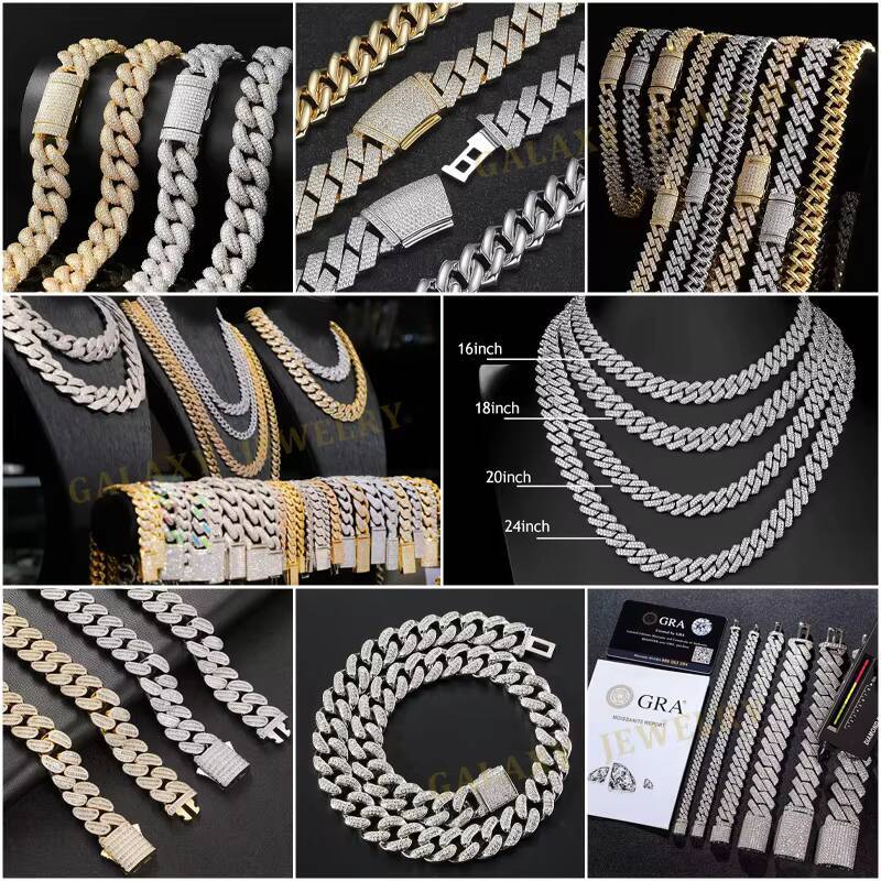 High Quality Fashion Style Plain Necklace 8mm 12mm 20mm 925 Cuban Chain Hip Hop Miami Cuban Link Chain