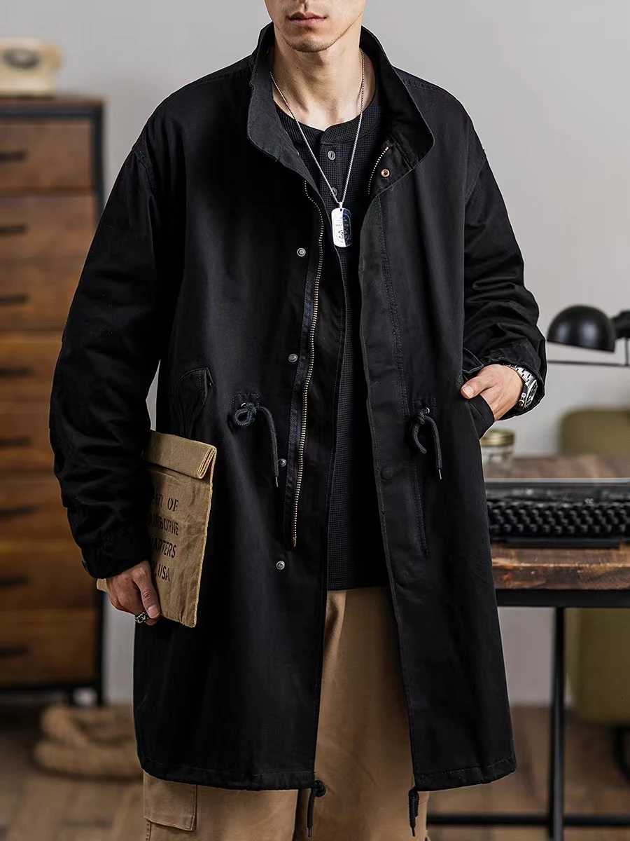 Mens M-5 Fishtail Parka Trench Coat Army Green and Beige Vintage Coat Mid-Length Loose Fit Autumn Clothes Couples W250815