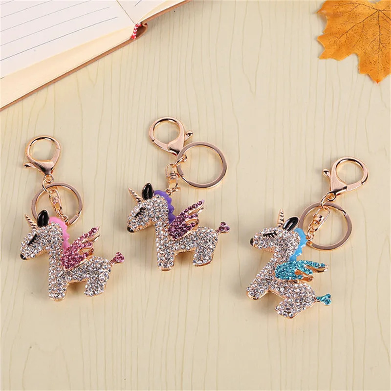 Fashion Unicorn Keychain Car keyrings bags Decoration Accessories horse Pendants Jewelry 250811