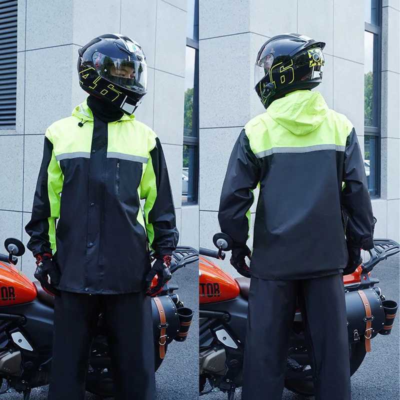 Fashion Thickened Split Rainwear Color Matching Sports Rainsuit Mens Waterproof Riding Motorcycle Raincoat Y250814