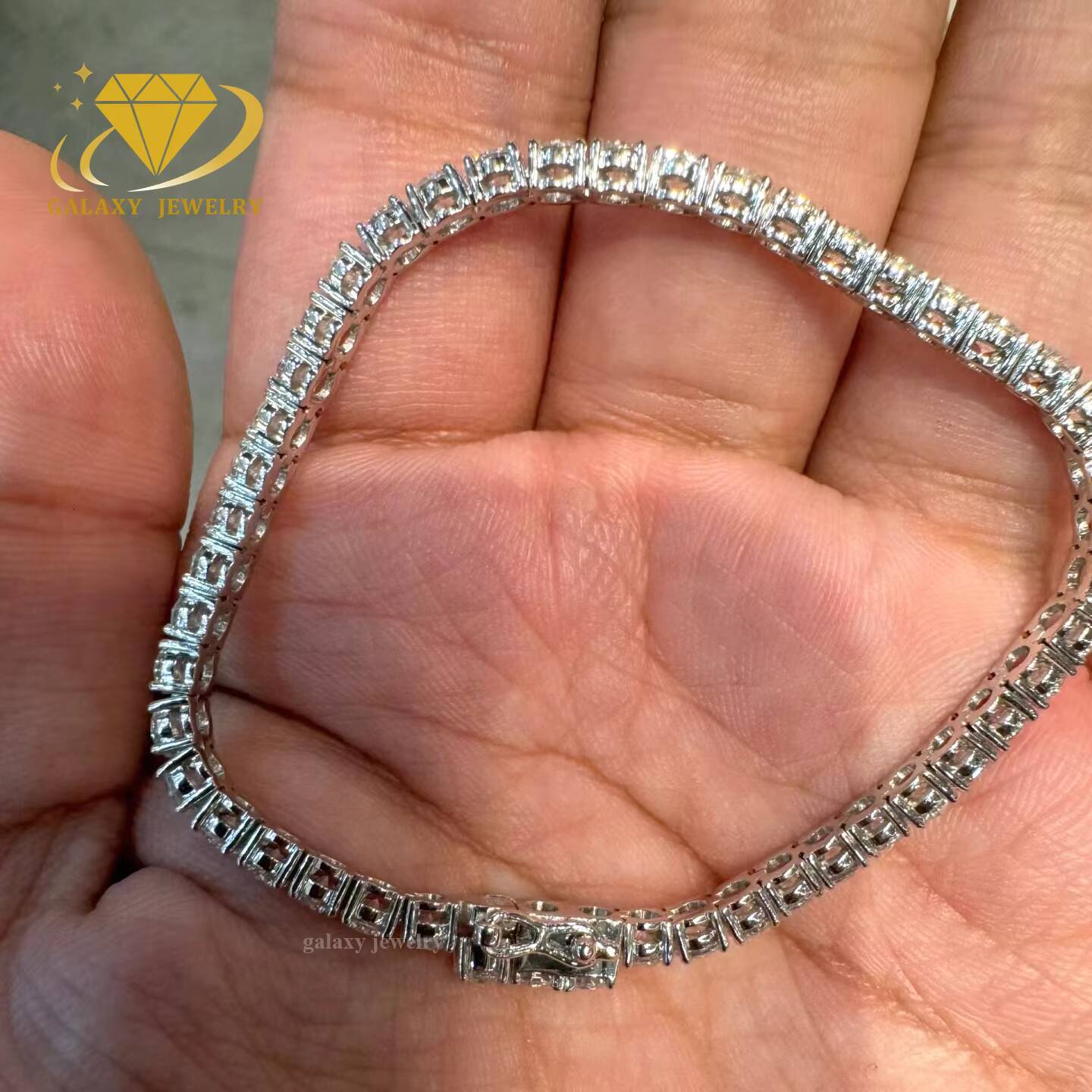 Fashion Jewelry 2-5mm Iced Out Gold Plated Vvs Moissanite Diamond 925 Silver Tennis Chain Bracelet Bangles for Women