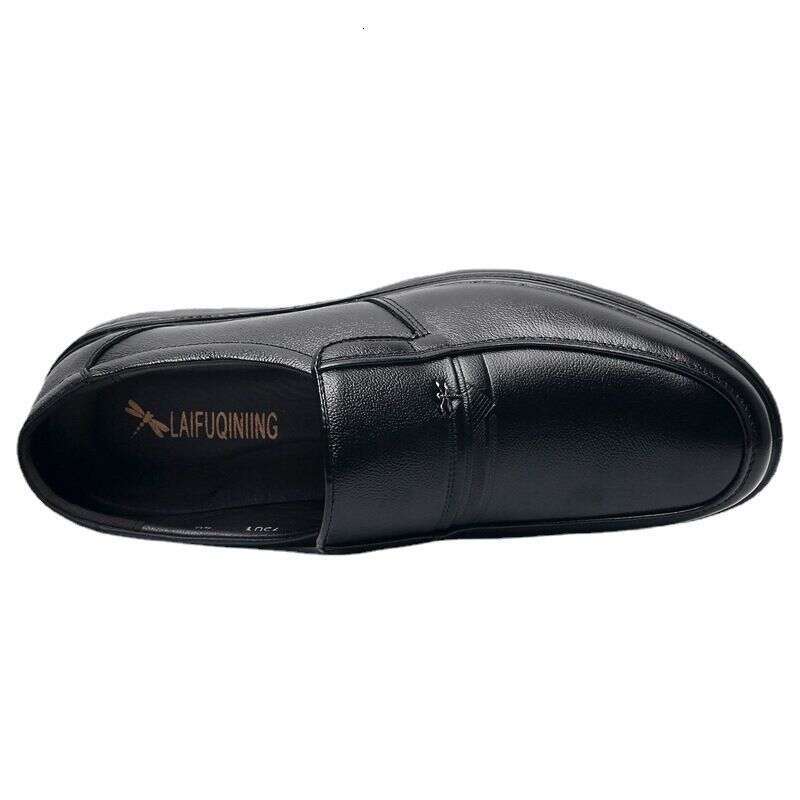 New Soft Leather Round Head Business Casual Men's Anti Slip And Wear Resistant Thick Soled Foot Set Hotel Kitchen Shoes