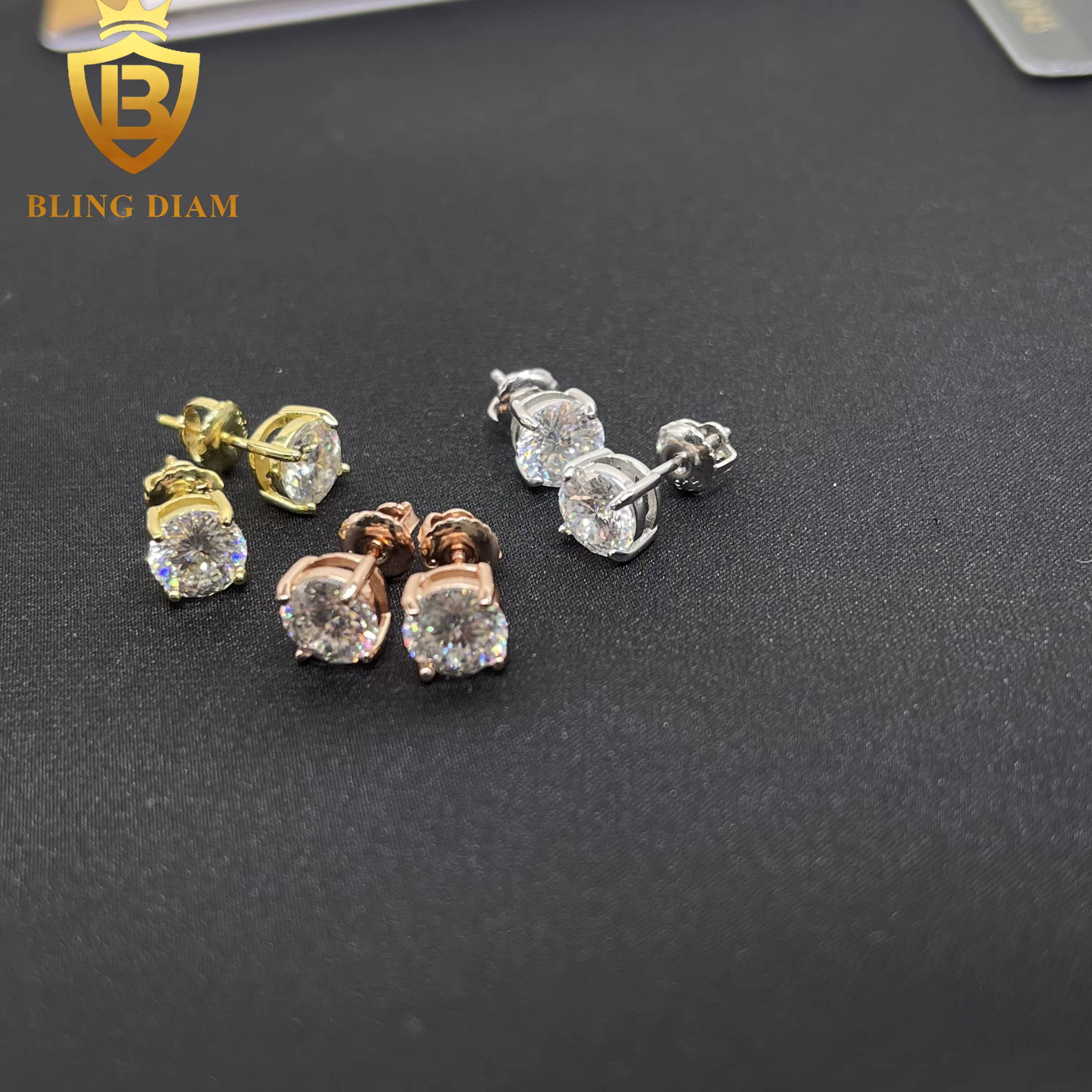 6.5mm Fine Jewelry Iced Out Jewelry Solid 925 Sterling Silver VVS Moissanite Pass Diamond Tester Earrings Women