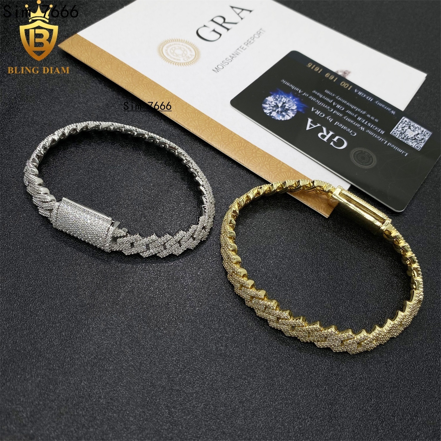 10mm Hip Hop Miami Jewelry 925 Sterling Silver Vvs Moissanite Cuban Link Chain Bracelet Necklace Promotions and Discounts