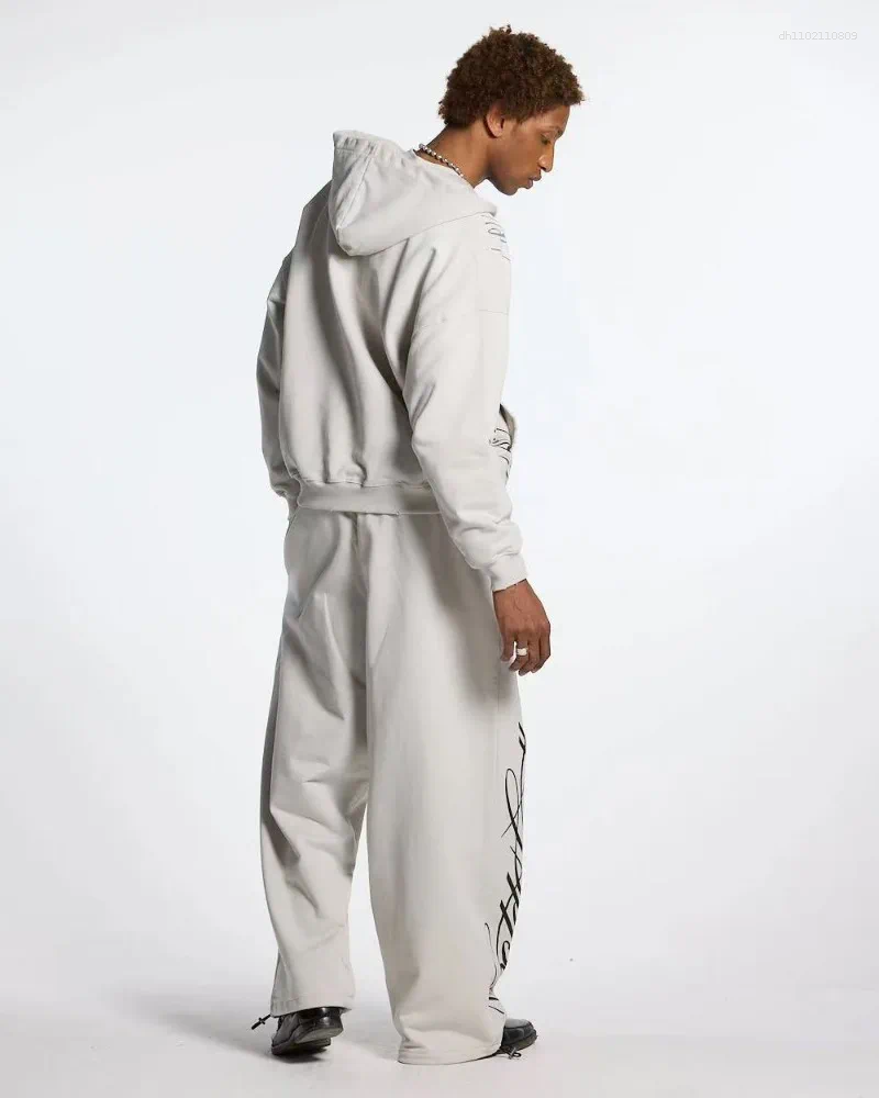 Men's Tracksuits 2025 Harajuku Fashion Men Clothing Gothic Trend Suit American Hip Hop Retro Letter Print Design Casual Couple Sportswear