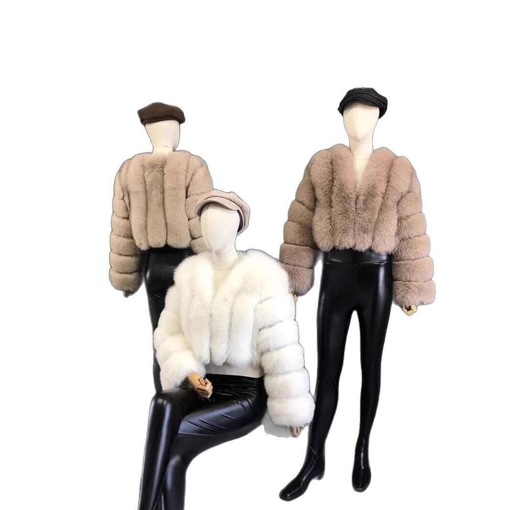 Faux Fox Fur Coat V-Neck Winter Woman Long Sleeve Warm Winter Coat Women Fashion Luxury New Fur Jacket