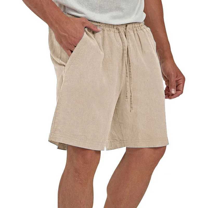 Mens Cotton Linen Shorts Casual Loose Fit Hawaiian Beach Style Short Pants Summer Breathable Lightweight Shorts Cozy Streetwear Y250814