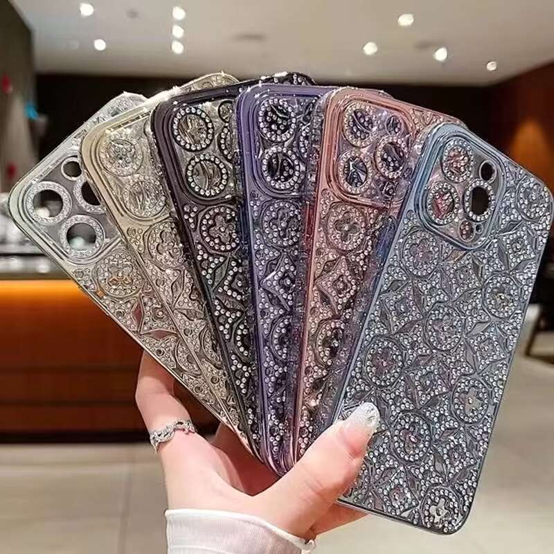 DHgargets Sparkling Glitter Phone Case for iPhone - Luxury Electroplated Bling Shockproof TPU Cover with Glamorous Diamond Design