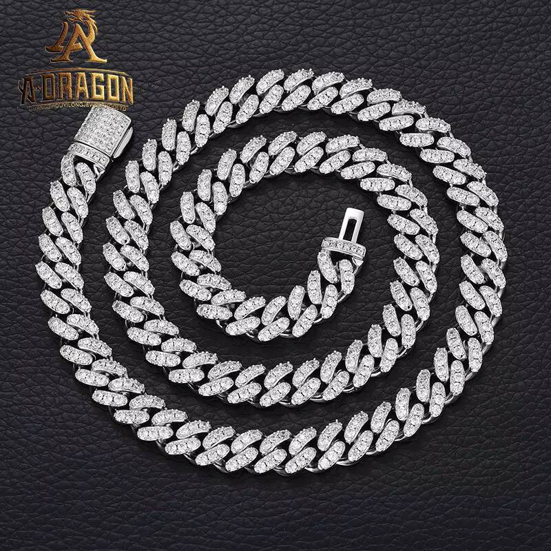 22mm 18 VVS Moissanite Diamond Cuban Necklace Custom Baguette Link Chain Hip Hop Fine Jewelry for Rapper