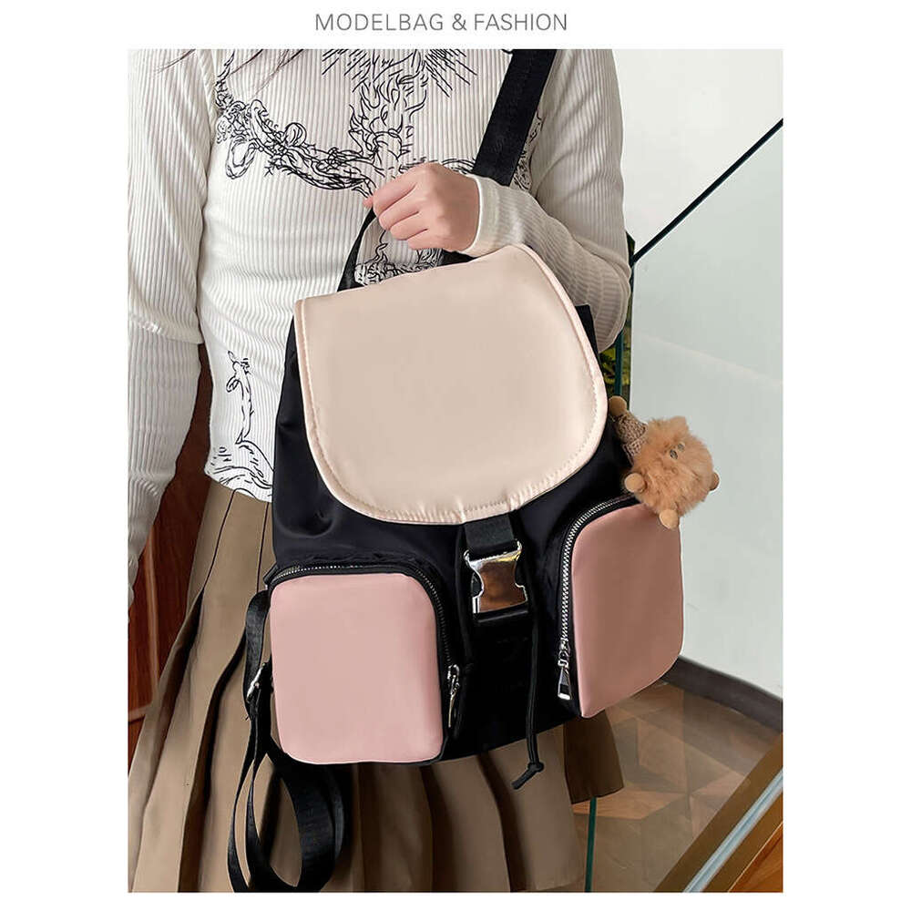 Niche Simple for Women Bags Designer Women 2025 Summer New Fashion Color-Block Backpack College Student Casual Travel Bag