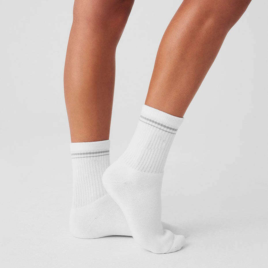 Double Bar Mid-Calf Solid Color Cotton Casual Fashion Street Unisex Trendy Couple Socks