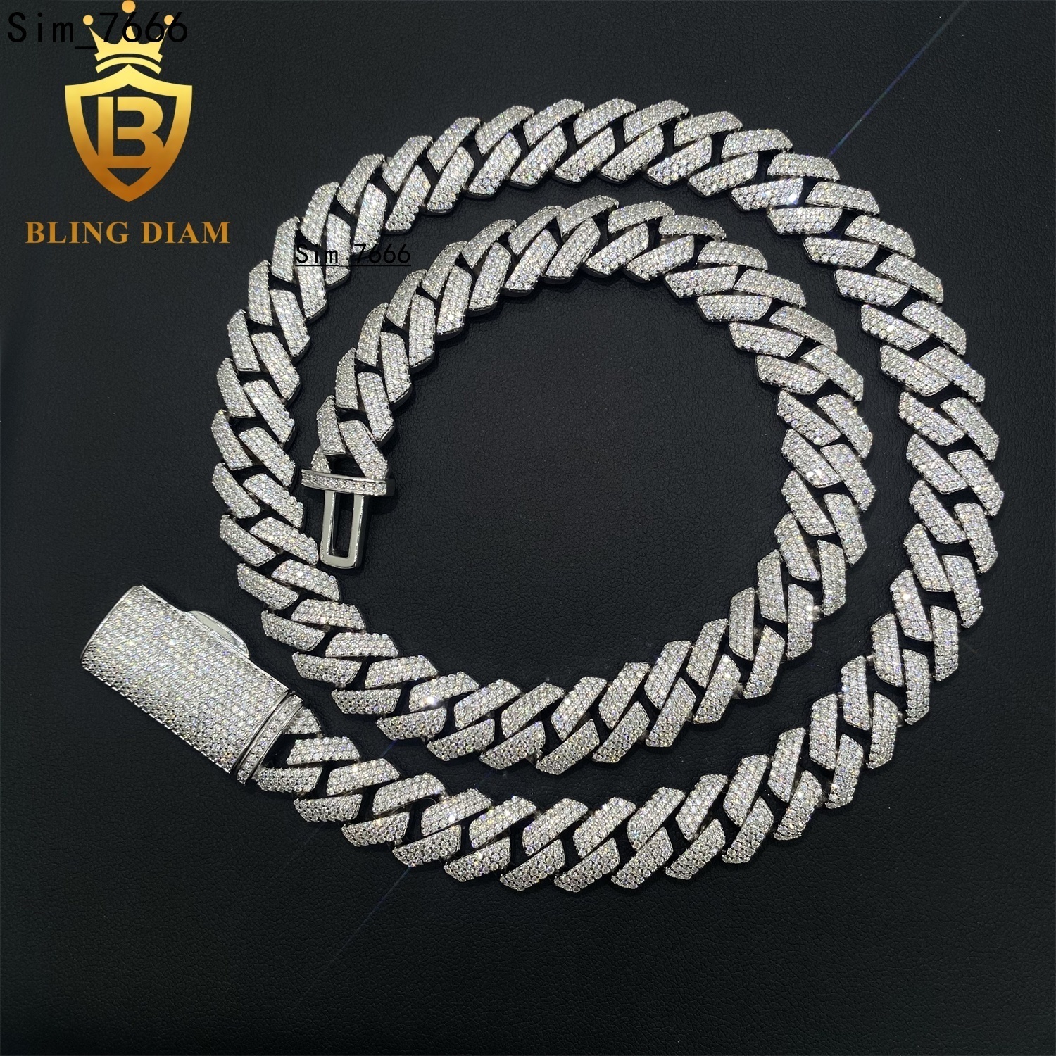 Factory Direct Wholesale 13mm Moissanite Cuban Chain Necklace Hip Hop Style VVS Diamond 925 Silver Men