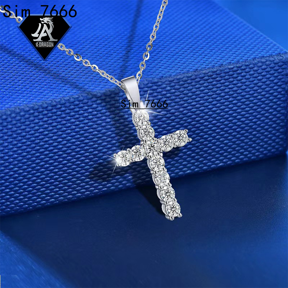 Custom Pass Testter Vvs Moissanite Diamond Iced Out Christian Cross Pendant Gold Plated 925 Silver Custom Fine Jewelry for Men