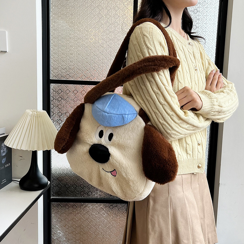 2025 Autumn New Women's Shoulder Bag Fashion Cartoon Cute Plush Women's Bag New Fashion Large Capacity Handbag Autumn New Designer Bag
