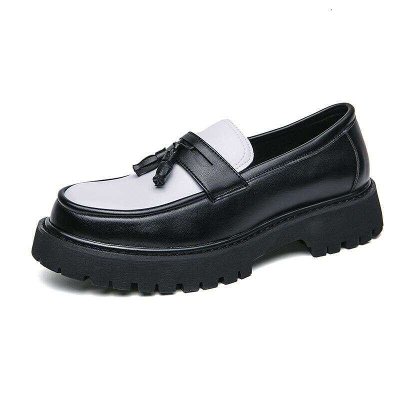 2025 Spring/Summer New Casual Men's Thick Heel Slip-On Large Size Loafers Fashion Versatile Comfortable Simple Leather