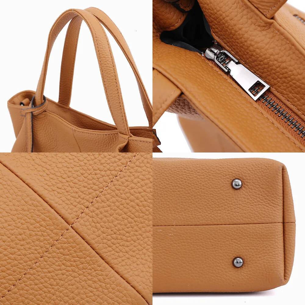 Zency Soft Genuine Leather Handbag Women's Shoulder Winter Fashion Casual Design Shopper Crossbody Large Bucket Tote Bag