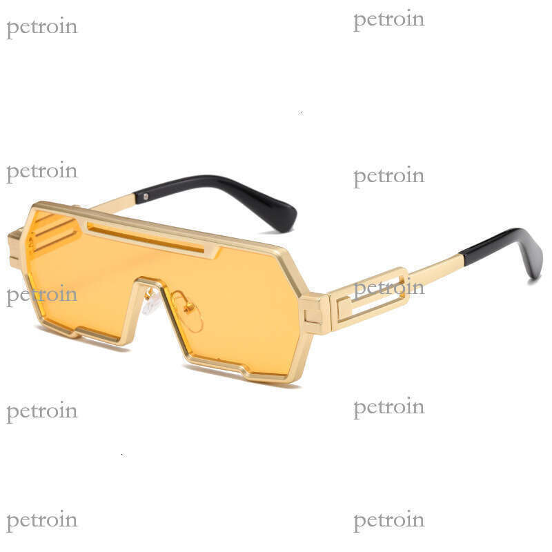 Fashion Metal Square Frame One-piece Hip-hop Personality Future Technology Trendy Sunglasses
