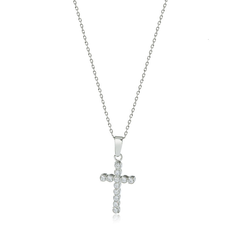 Titanium Steel Trendy Cross Necklace Non-Fading Women Summer High-End Dopamine Light Style Crow Heart Jewelry for Women