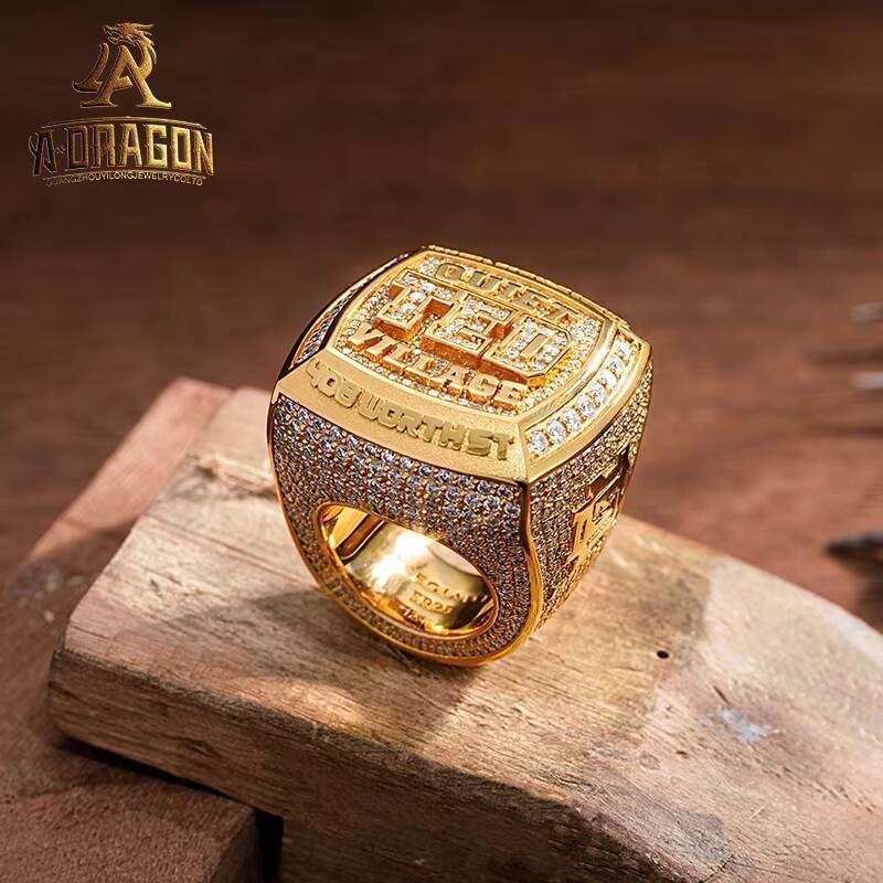 VVS Moissanite Hip Hop Dia Bling Rectangular Gold Plated Sterling Sier Finger Band Ring Jewelry Fine for Men