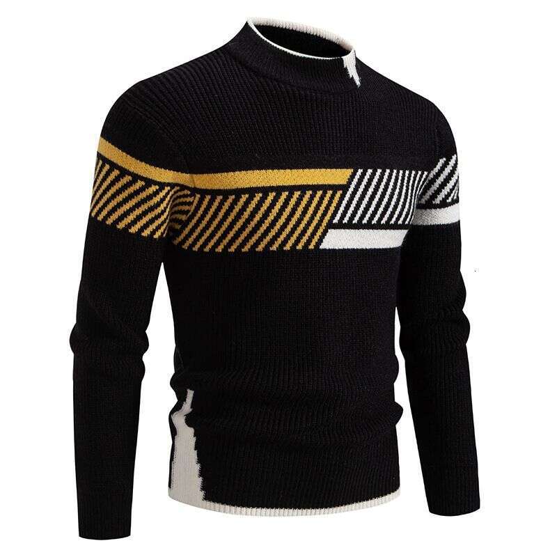 Men's Clothing New Casual Round Neck Sweater Brand Fashion Color Matching Knitted Bottoming Shirt Men's Top