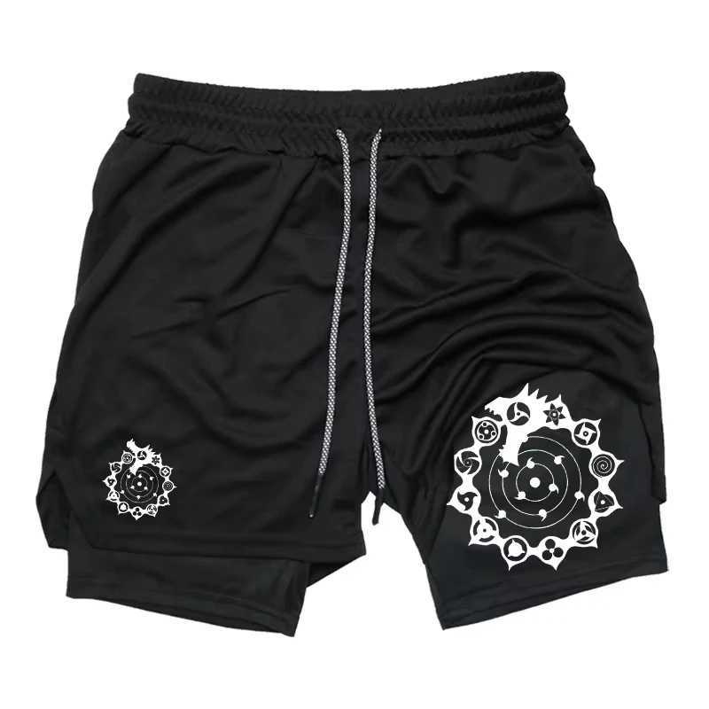 Pantalones cortos 2 en 1 con estampado de dragn para hombre pantalones cortos para gimnasio entrenamiento correr workout shorts Y250814