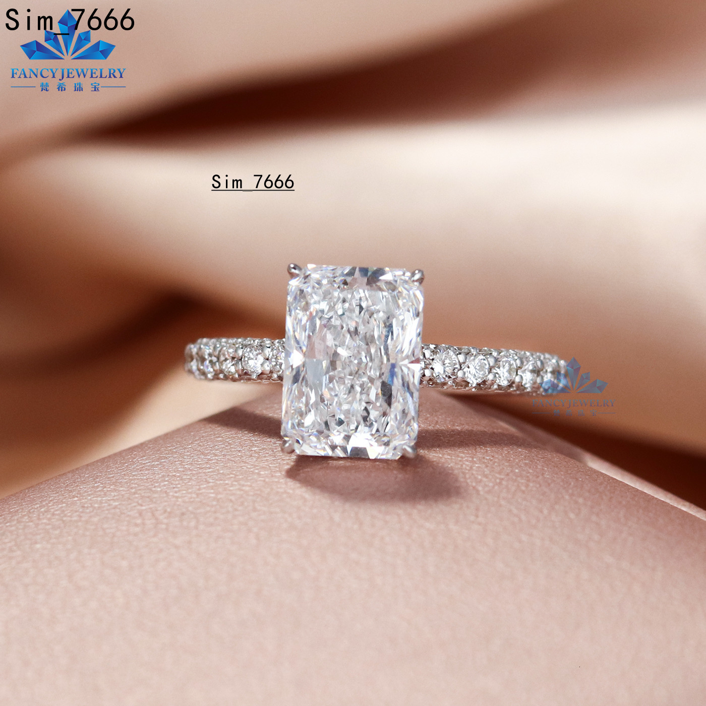 14K White Gold Diamond Wedding Ring 3Carat D VS1 IGI Certified Radiant Cut Diamond Ring Lab Grown Diamond Jewelry Rings