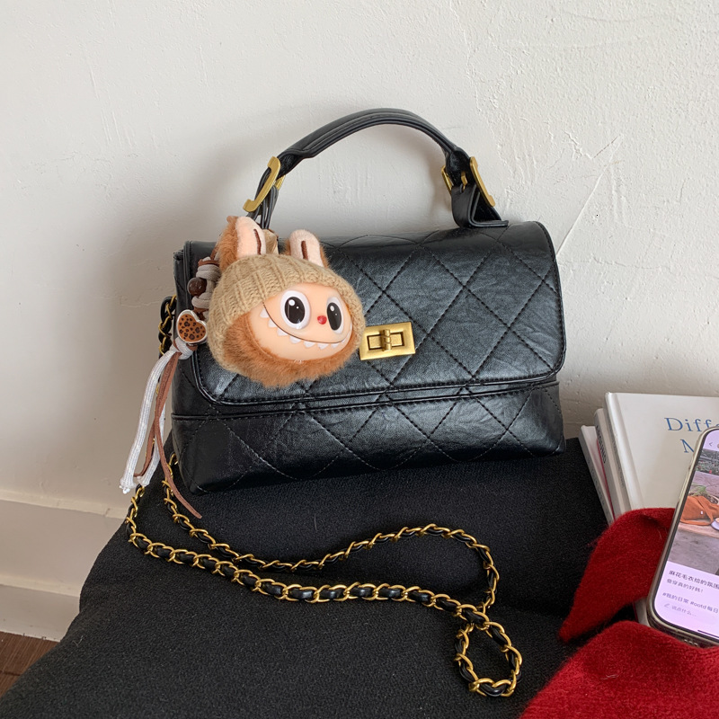 Luxury Retro Frosted Women's Handbag Free Shipping Designer Diamond Grid Splicing Chain Small Square Bag New Single Shoulder Crossbody Bag Casual