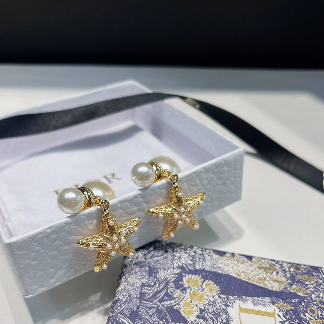 Full Copper Custom Ocean Series Starfish Pearl Convertible Earrings, Light Luxury, Flexible and High - End Earrings Ever fade