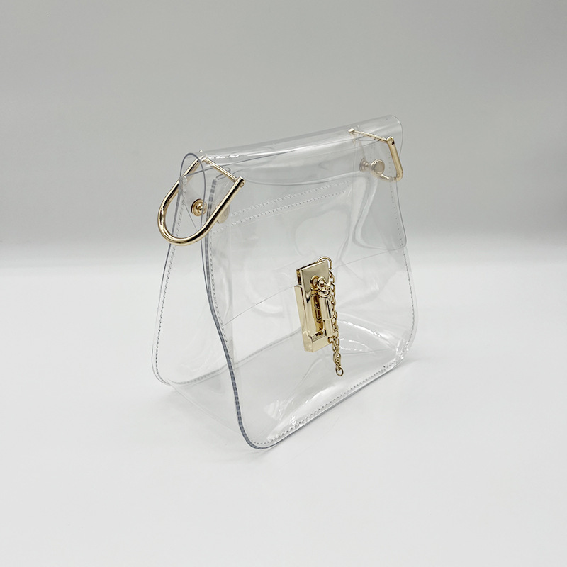 Summer Women Transparent Shoulder Bags PVC Jelly Small Crossbody Female Mini Chain Flap Handbags Beach Travel Lock Purses 241226