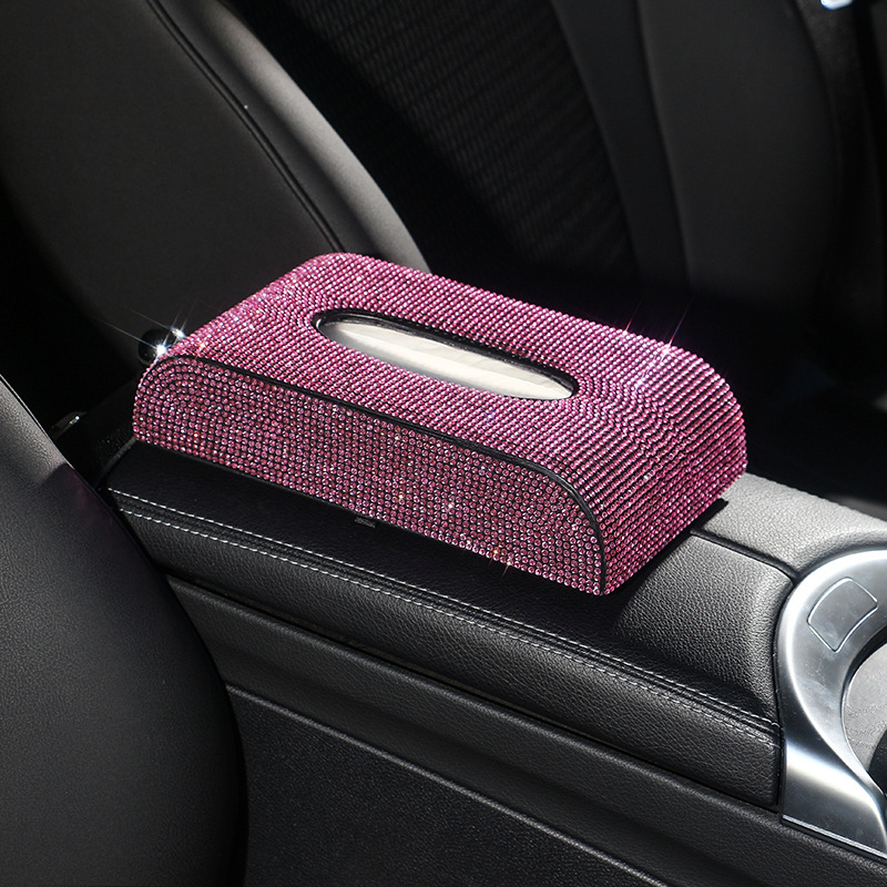 Car-mounted multi-color diamond-encrusted tissue box