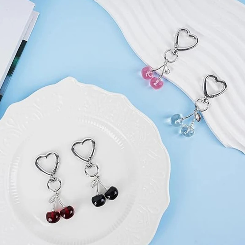 Cute Keyring Cherry Bag Charms Keychain for Bags Carabiner Keys Accessories Wallet Chain Charm Fashion Gifts 250804