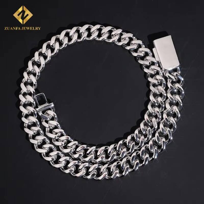 12mm Cuban Link Chain 925 Sterling Silver VVS1 Moissanite Fashion Pass Diamond Tester Fire Jewelry S925 Iced Out Hip Hop