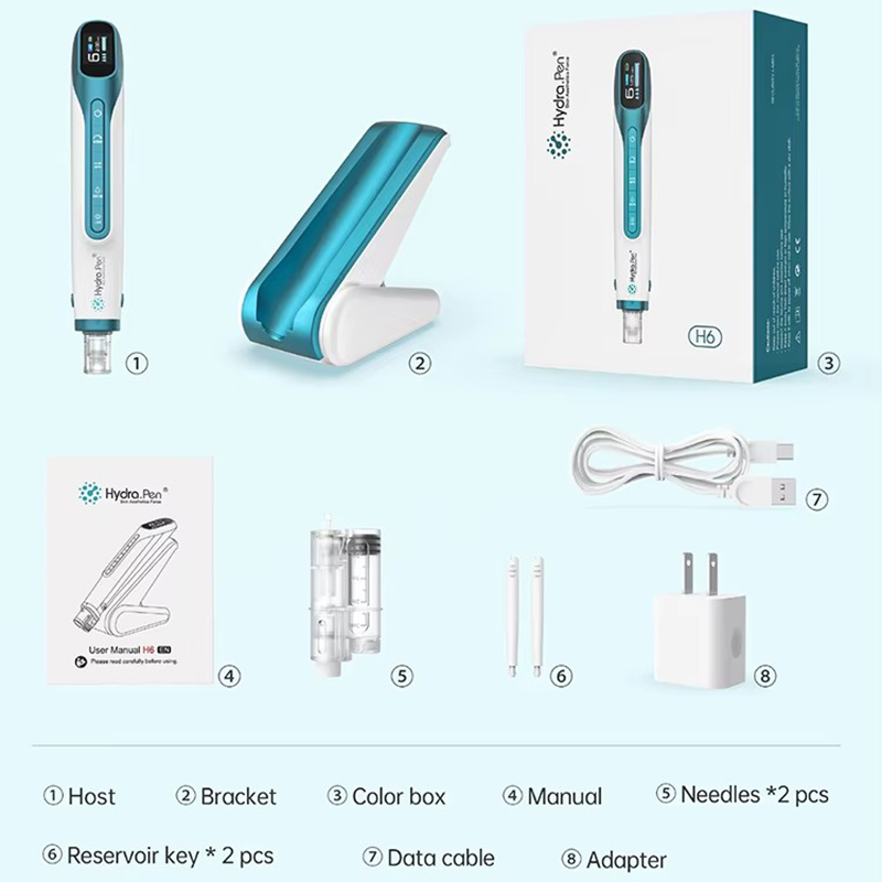 Dermapen H6 Newest wireless Hydra.Pen device MTS Beauty Machine Face Lifting Microneedling Derma Hydra Pen Red Blue Light Therapy Automatical Serum Ap