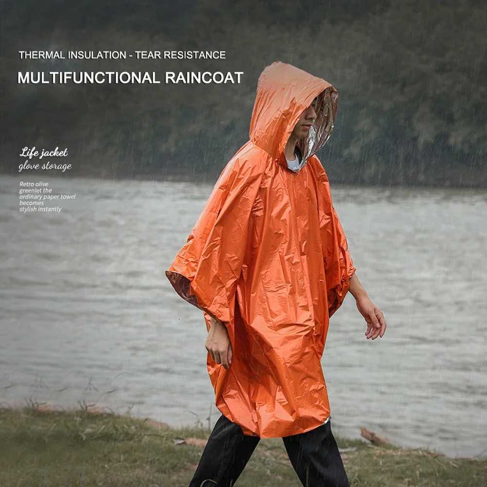 Orange Waterproof Hooded Rain Poncho Raincoat for Outdoor Hiking Bike Cycling Rainwear Thickened Reflective Raincoat Y250814