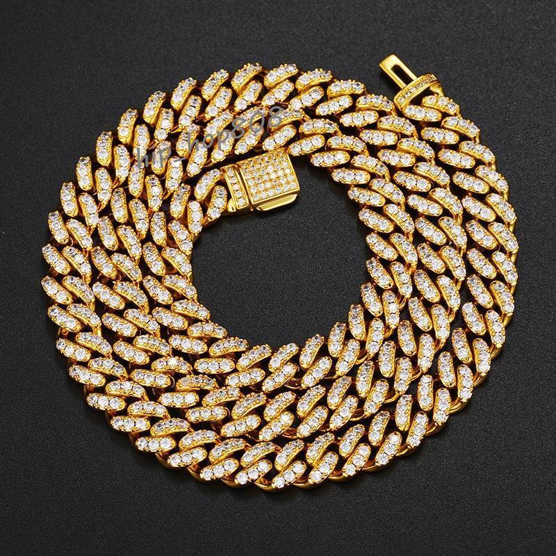 8mm Factory Price Miami Cuban Link Chain 925 Silver 14k Gold Plated VVS Iced Out Moissanite Cuban Chain